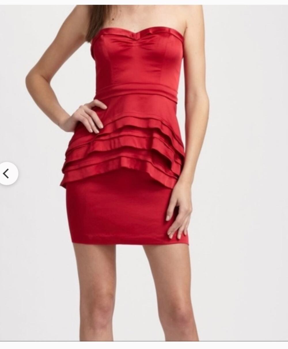 BCBG MaxAzria Strapless Bright Red Cocktail Dress Size 6